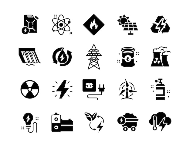 Vector energy icons black set