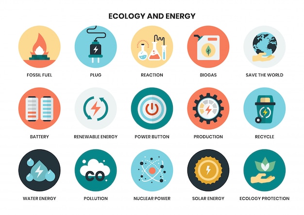 Energy icons set for business