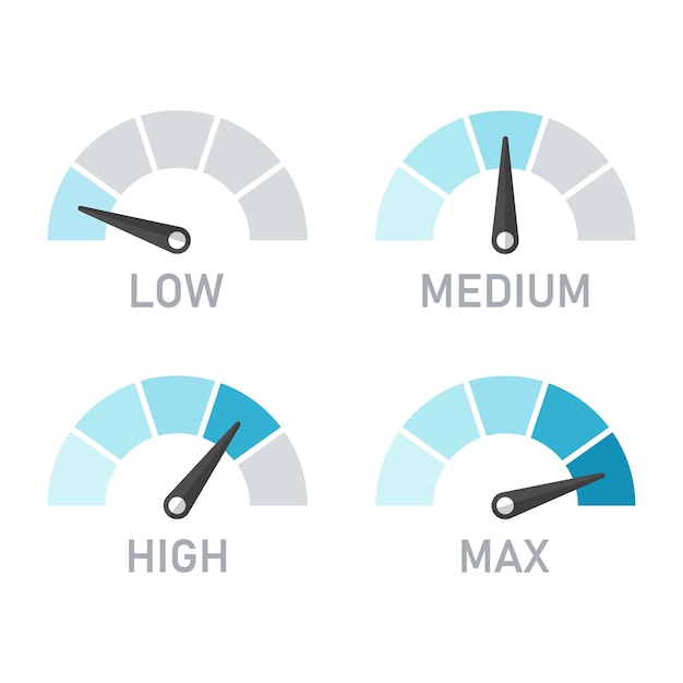 ベクトル フラット スタイルのエネルギー メーター アイコン ゲージ レベル ベクトル図分離の背景にスピード メーター サイン ビジネス コンセプト