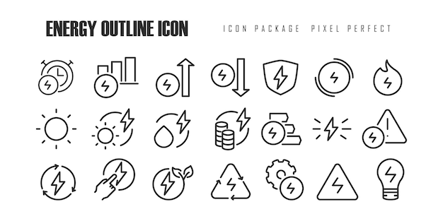 energy outline set icon pixel perfect for web and mobile app design