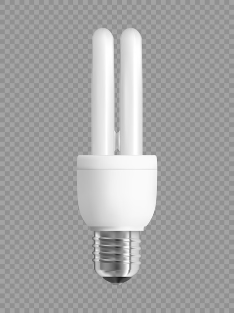 Vector energy saving light bulb on checkered background. realistic vector illustration.