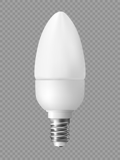 Energy saving light bulb on transparent background. Realistic vector illustration.