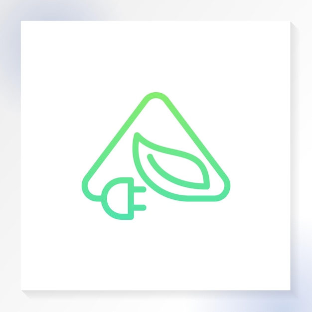 Вектор Икона логотипа энергосбережения с зеленым листом