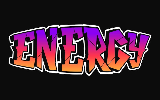 Energy single word letters graffiti style