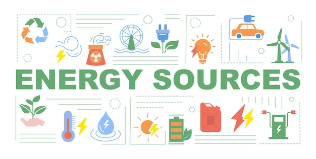 Energy sources banner with text