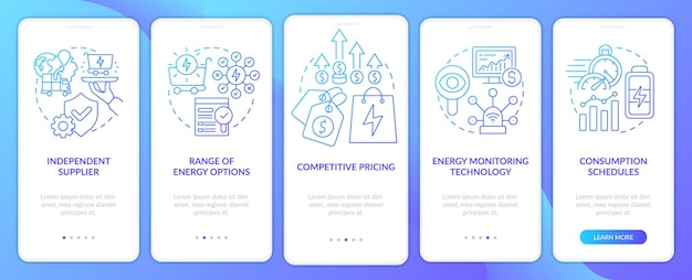 Energy strategy key elements blue gradient onboarding mobile app screen