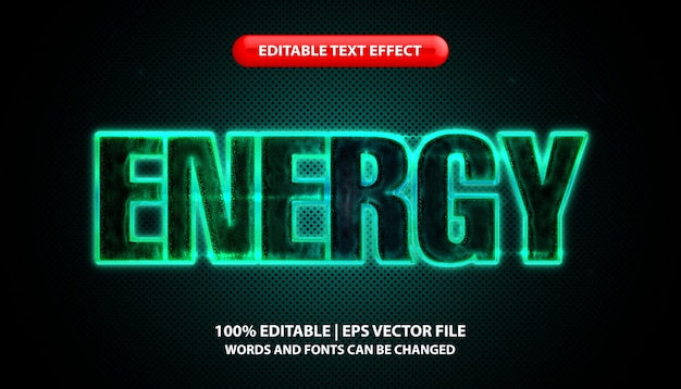 Energy text editable text effect template cyan neon light effect futuristic glowing text style