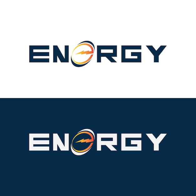 Energy text font dynamic logo with lightning modern energy logo