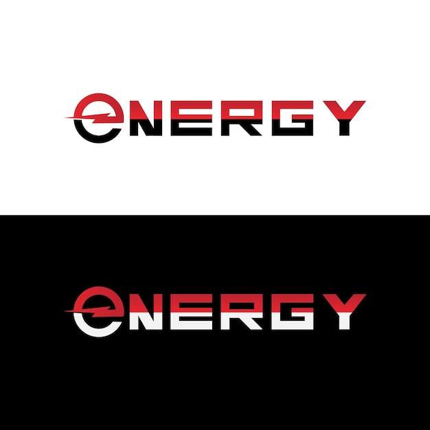Энергетический текстовый шрифт динамический логотип с молниеносным современным энергетическим логотипом