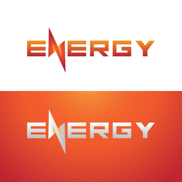 Vector energy text font dynamic logo with lightning modern energy logo