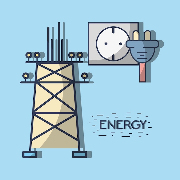 Vettore torre energetica e alimentazione via cavo elettronica