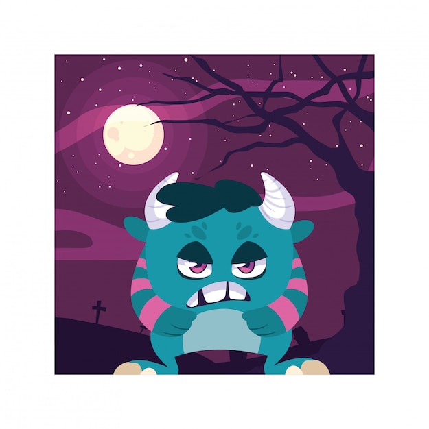 Eng monster in Halloween-nacht, boos monster