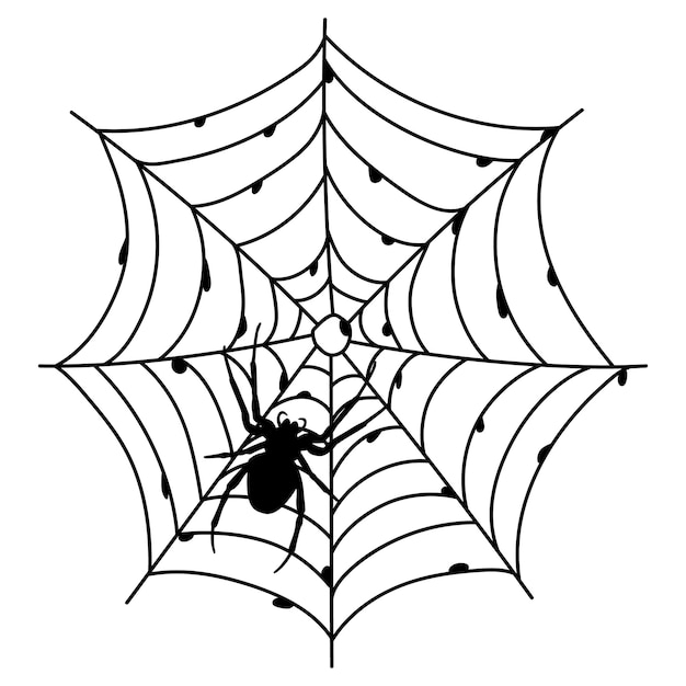 Eng zwart spinnenweb dat op wit wordt geïsoleerd Spookachtige halloween-decoratie