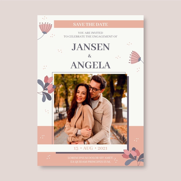 Engagement invitation template with picture