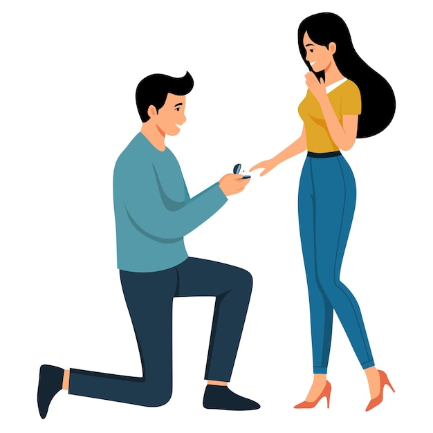 Engagement Proposal Illustration of a Cute Couple