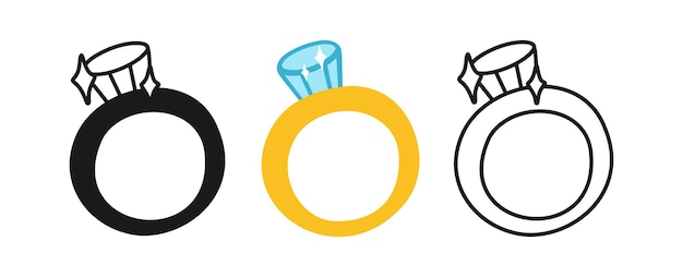 Vettore linea di fidanzamento icona simbolo set concetto di matrimonio segno di invito al matrimonio per l'app del sito web vettore