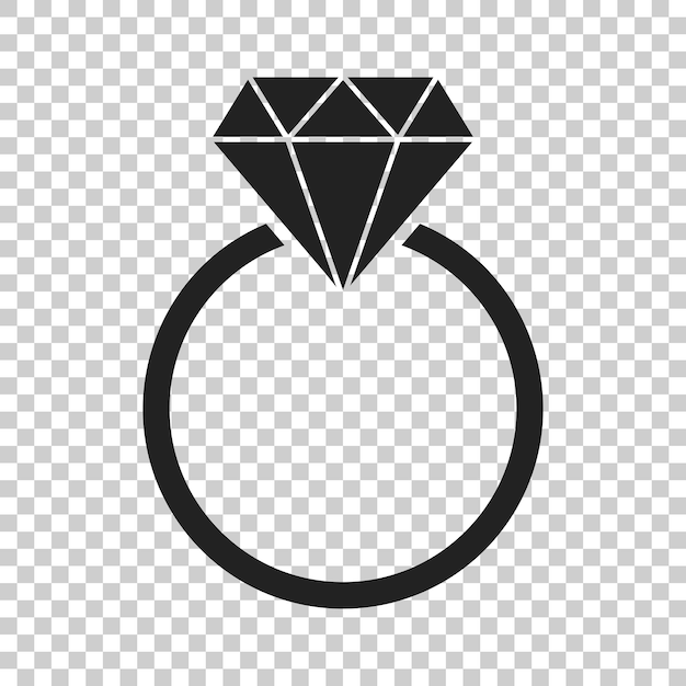 engagement ring with diamond vector icon in flat style wedding jewelery ring illustration on isolated transparent background romance relationship concept