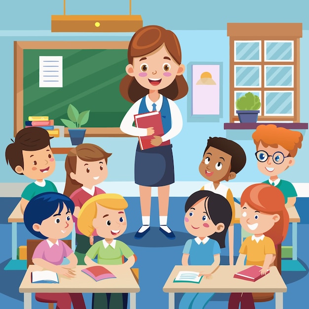 Engaging Classroom Environment with Happy Students and Teacher