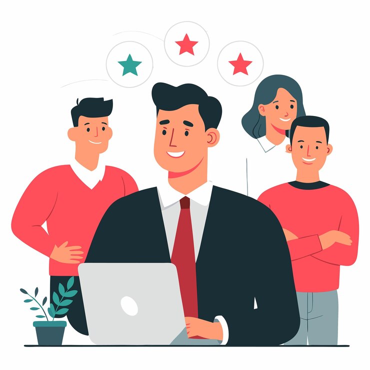 Vector engaging employees through visual representation of concepts and statistics