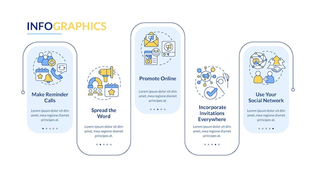 Engaging guests on business meeting rectangle infographic template