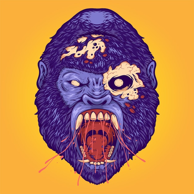 Enge boze zombie gorilla aap illustraties