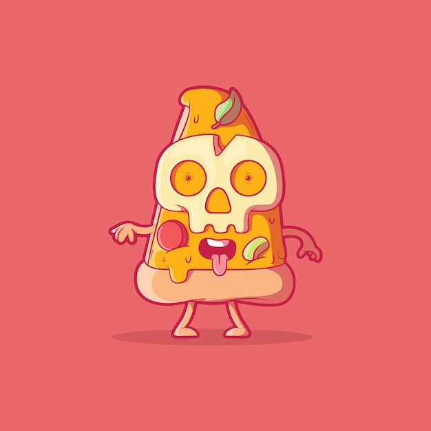 Enge en grappige pizza karakter vectorillustratie. Voedsel, mascotte, merkontwerpconcept.