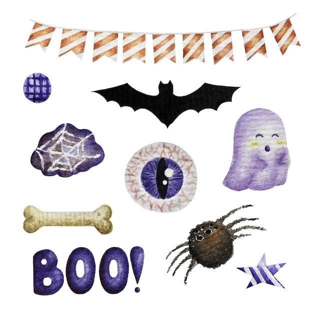 Vector enge halloween aquarel collectie