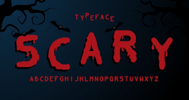 Enge horror alfabet lettertype.