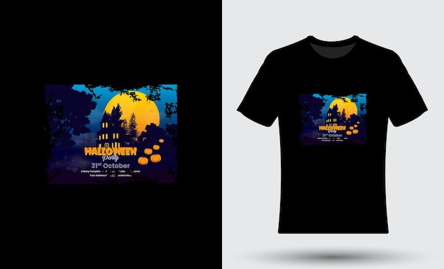 Vector enge nacht plat halloween-t-shirtontwerp