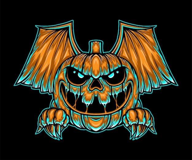 Enge pompoen halloween illustratie. Premium vector
