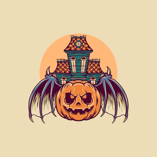 Enge Pompoen Halloween Retro Illustratie