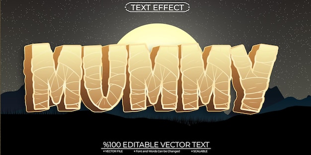 Enge tekst Comic Tomb Mummy bewerkbaar en schaalbaar sjabloon Vector teksteffect