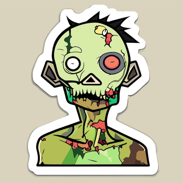 Vector enge zombie halloween hand getekende cartoon sticker pictogram concept geïsoleerde illustratie