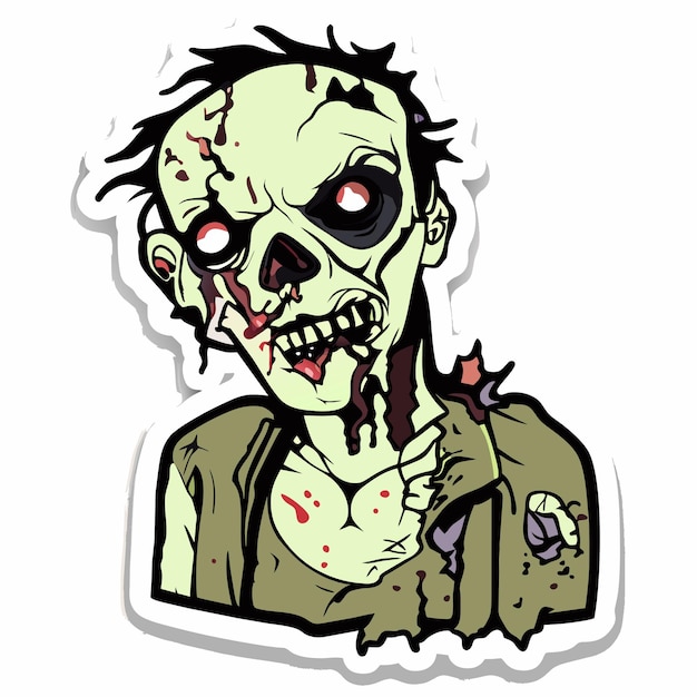 Vector enge zombie halloween hand getekende cartoon sticker pictogram concept geïsoleerde illustratie