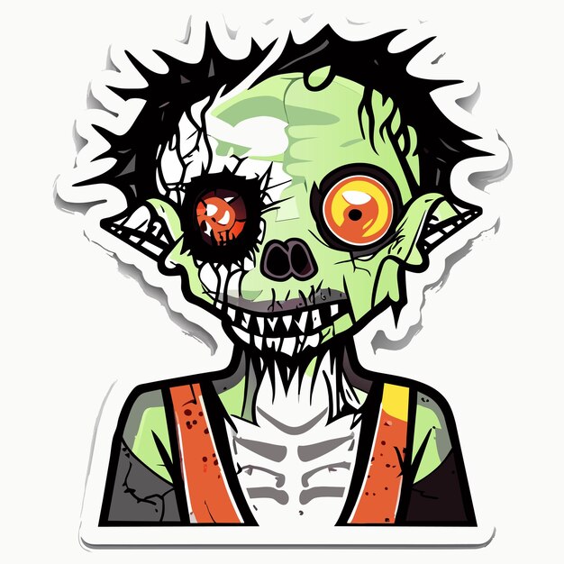 Vector enge zombie halloween hand getekende cartoon sticker pictogram concept geïsoleerde illustratie