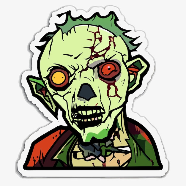 Vector enge zombie halloween hand getekende cartoon sticker pictogram concept geïsoleerde illustratie