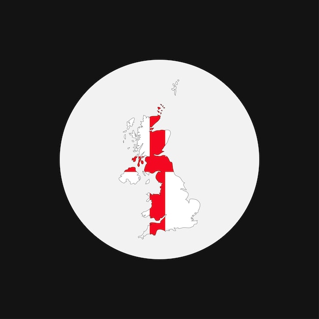 Engeland kaart silhouet met vlag op witte achtergrond