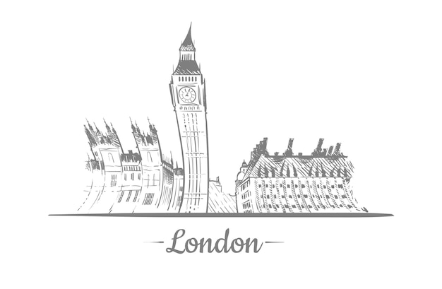 Engeland londen schets stadsgezicht hand getrokken vectorillustratie