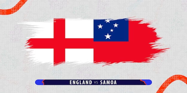 Engeland versus Samoa internationale rugbywedstrijd illustratie in penseelstreekstijl Abstract grungy pictogram voor rugbywedstrijd