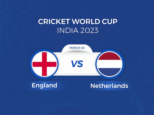 Engeland vs Nederland 2023 cricketwereldbeker met schema-uitzending sjabloonontwerp