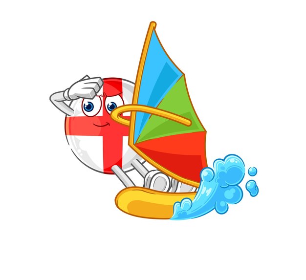 Engeland windsurfen karakter mascotte vector