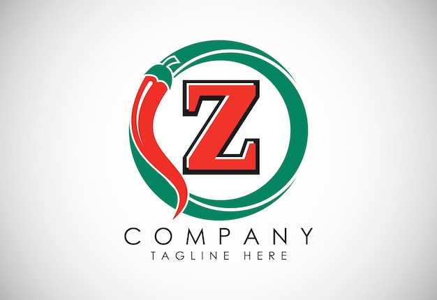Engels alfabet Z met rode chili Logo ontwerp grafisch alfabet symbool voor zakelijke activiteiten