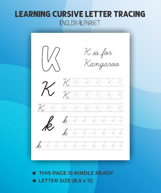 Vector engelse alfabet cursieve letter tracing voor kinderen leren