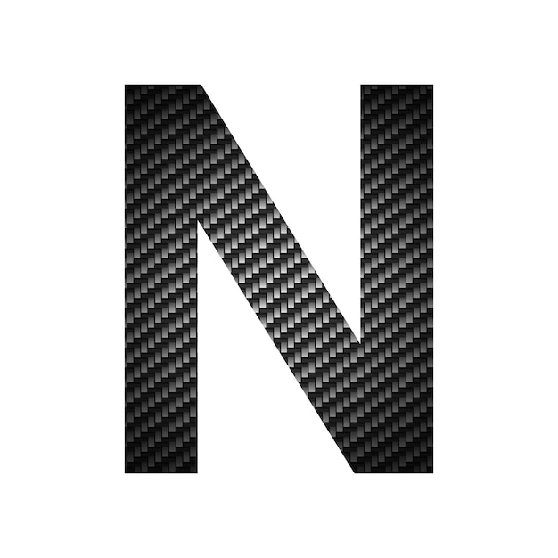 Engelse alfabet letter N koolstof donkere textuur op witte achtergrond Vector