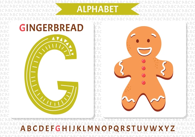 Engelse hoofdletters Alfabet op een witte achtergrond Letter G Vector illustratie gingerbread man