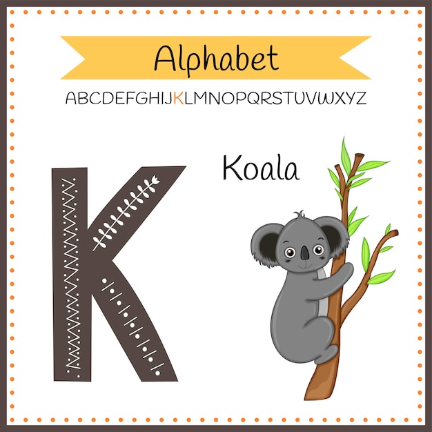 Engelse hoofdletters alfabetletters op een witte achtergrond. letter k. vectorillustratie.