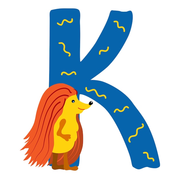 Engelse letter alfabetisch geïsoleerd element in kinderstijl met de hand getekend cartoon monster