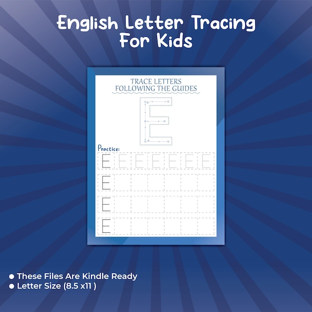 Engelse lettertracering voor kinderen - E