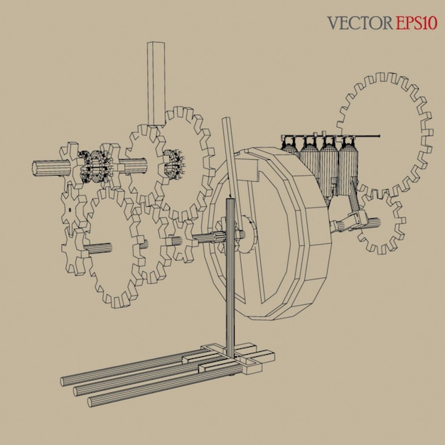 Вектор Двигатель векторного эскиза