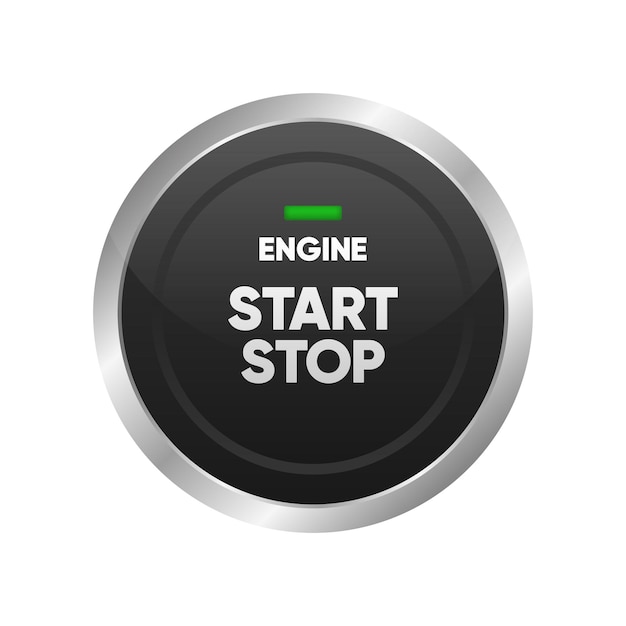 Engine start stop button Car dashboard element Press the button to start the car Realistic button